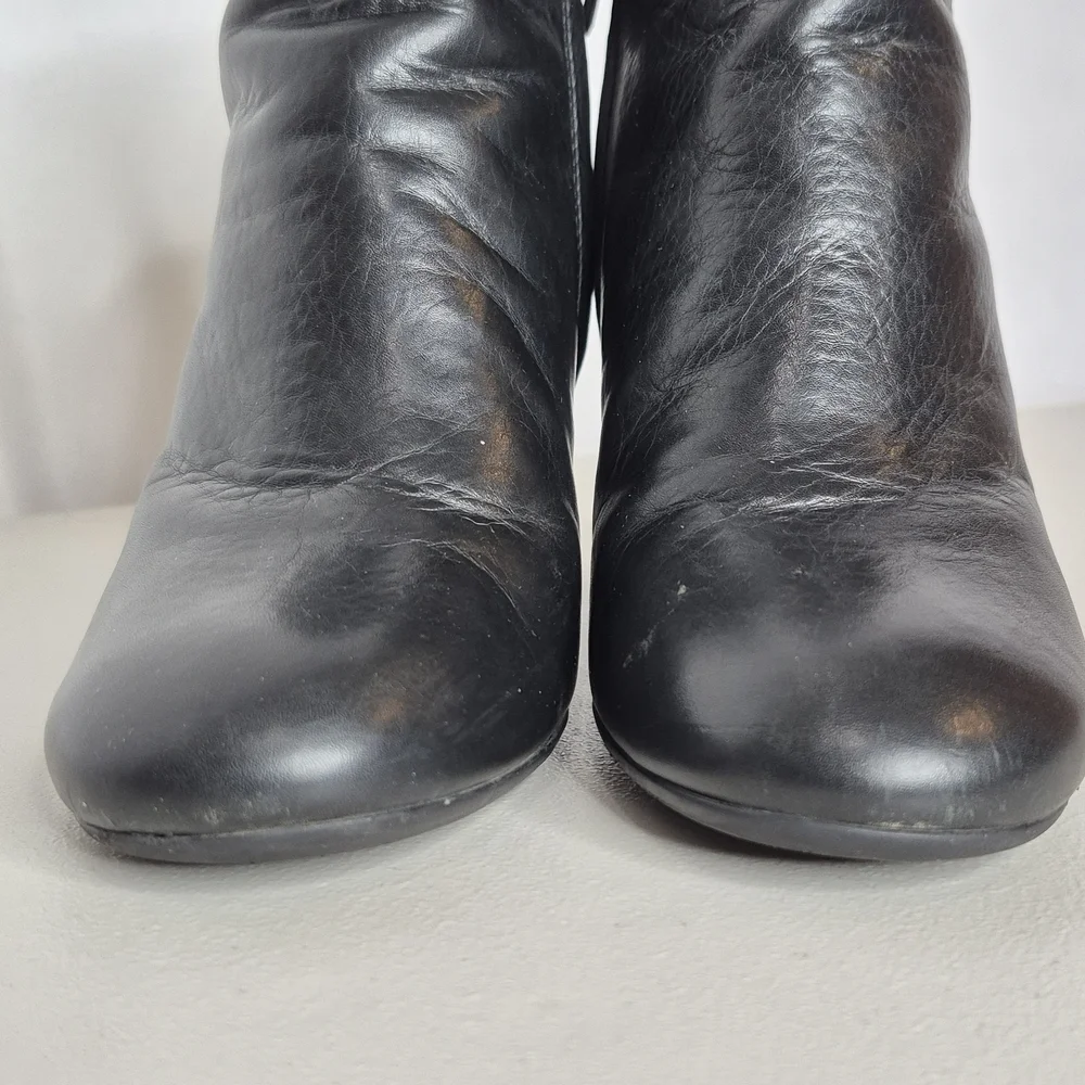 Tory Burch Lowell Leather Wedge Ankle Boots - Size 5.5